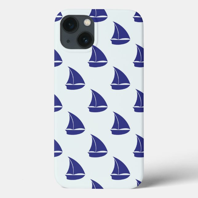 Royal Blue Sailboat Pattern Case-Mate iPhone Case (Back)