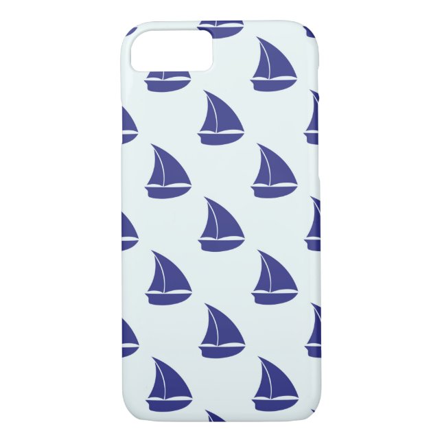 Royal Blue Sailboat Pattern Case-Mate iPhone Case (Back)