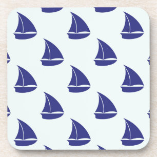 Royal Blue Sailboat Pattern Coaster