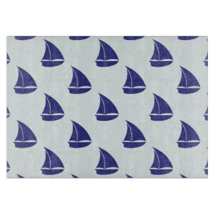 Royal Blue Sailboat Pattern Cutting Board