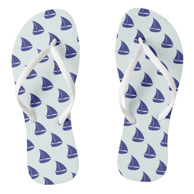 Royal Blue Sailboat Pattern Thongs (Footbed)