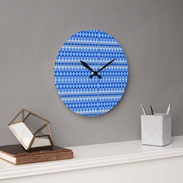Royal Blue Sapphire and White Geometric Large Clock (Office)