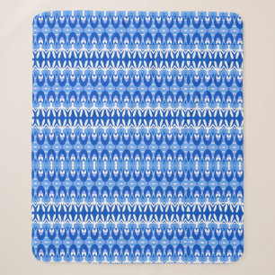 Royal Blue Sapphire and White Geometric Sherpa Blanket