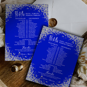 Royal Blue Script Text Wedding Day Timeline