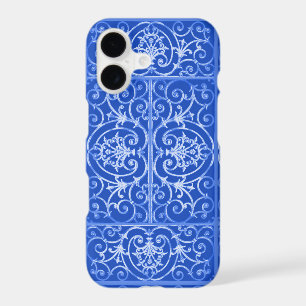 Royal blue scrollwork pattern