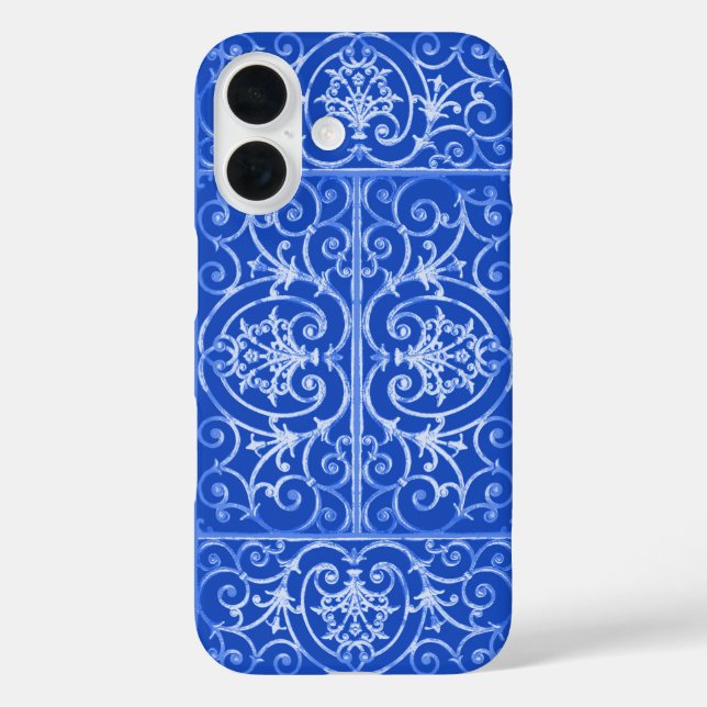 Royal blue scrollwork pattern Case-Mate iPhone case (Back)