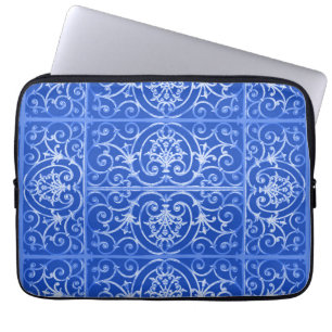 Royal blue scrollwork pattern laptop sleeve