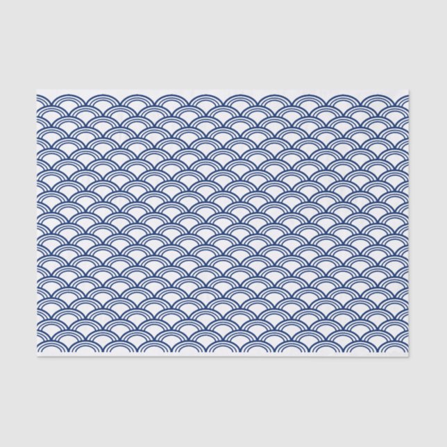 Royal Blue Seigaiha Pattern Tissue Paper (Front)