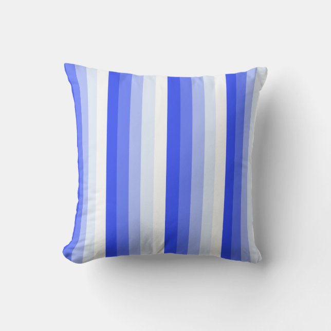 Royal blue shadow stripes cushion (Front)