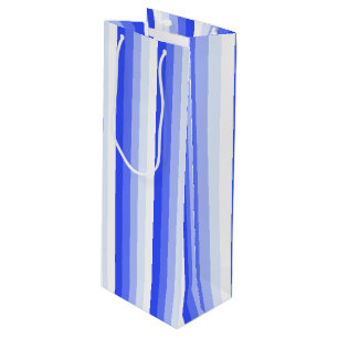 Royal blue shadow stripes wine gift bag