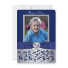 Royal Blue, Silver 75th Photo Birthday Invitation