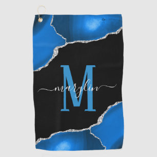 ROYAL BLUE & SILVER AGATE  GOLF TOWEL
