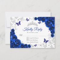 Royal Blue Silver Floral Quinceanera Reply
