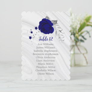 royal blue silver floral seating chart invitation