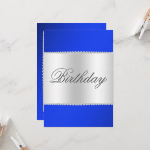 Royal Blue, Silver & Gems Birthday Invitation