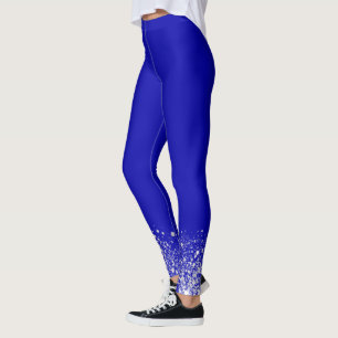 Royal blue silver glitter dust leggings