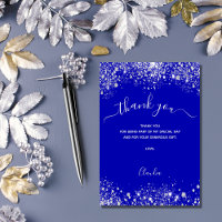 Royal blue silver glitter sparkles script