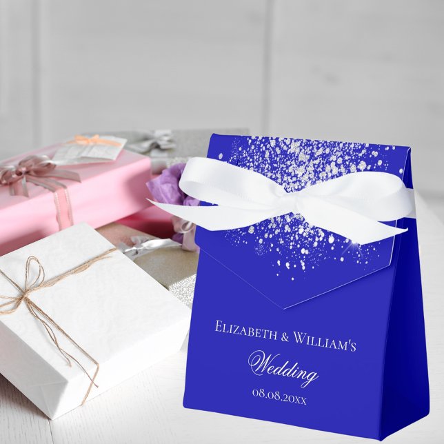 Royal blue silver glitter wedding favour box (Creator Uploaded)
