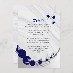 royal blue silver grey floral marble details enclo enclosure card