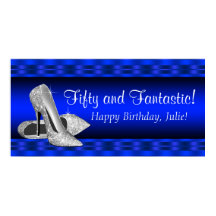 Royal Blue Silver High Heel Birthday Party Banner