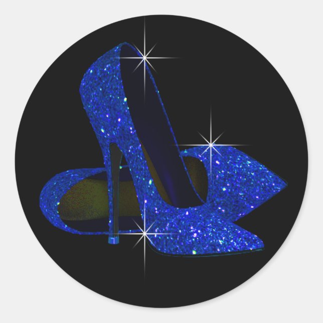 Royal Blue Silver High Heel Shoe Stickers (Front)