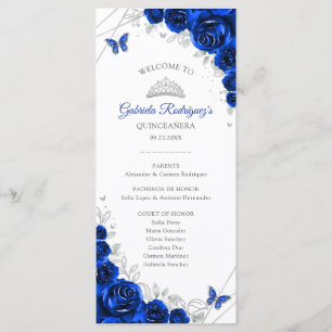 Royal Blue Silver Quinceanera Order of Events Program