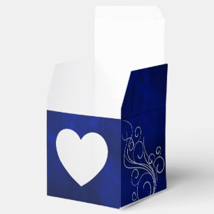 Royal Blue Silver Swirl Heart Favour Box