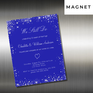 Royal blue silver vow renewal wedding luxury magnetic invitation