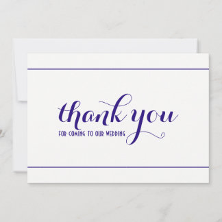 Royal Blue Simple & Elegant Thank You Wedding Card