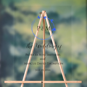 Royal Blue Simple Heart Wreath Wedding Acrylic Sign