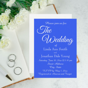 Royal Blue Simple Style Wedding Invitation