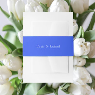Royal Blue Simple Stylised Name Wedding Invitation Belly Band