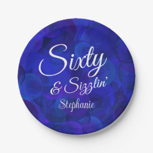 Royal Blue Sixty and Sizzlin Birthday Paper Plate