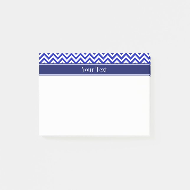 Royal Blue SLg Chevron Navy Name Monogram Post-it Notes (Front)