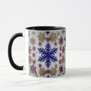 Royal Blue Snowflake & Gold Ornament Christmas  Mug