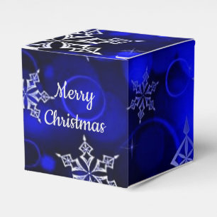 Royal Blue Snowflake Motif Cube Favour Box