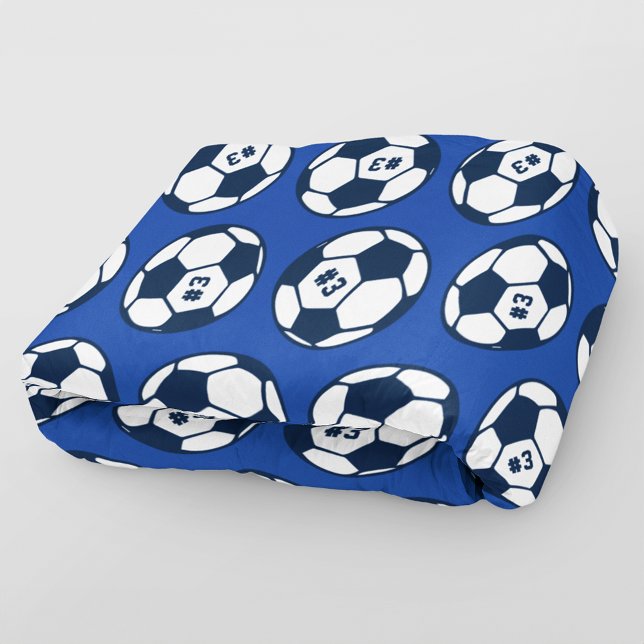 Royal Blue Soccer Ball Number Pattern Fleece Blanket (Creator Uploaded)