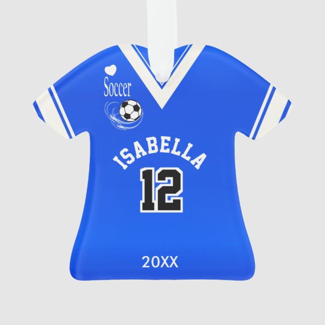 Royal Blue Soccer Shirt Ornament (Back)