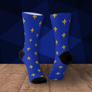 Royal Blue Socks with Gold Fleur de Lis
