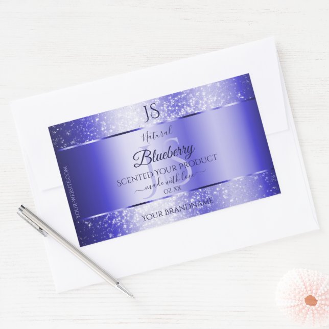 Royal Blue Soft Glitter Product Labels Monogram (Envelope)