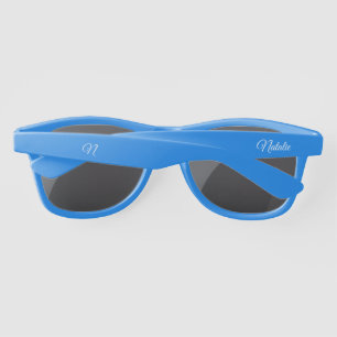 Royal blue solid color monogrammed sunglasses