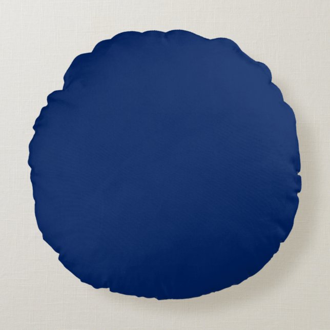 Royal Blue Solid Color Round Cushion (Front)