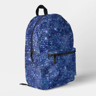 Royal Blue Sparkly Faux Sequins Printed Backpack