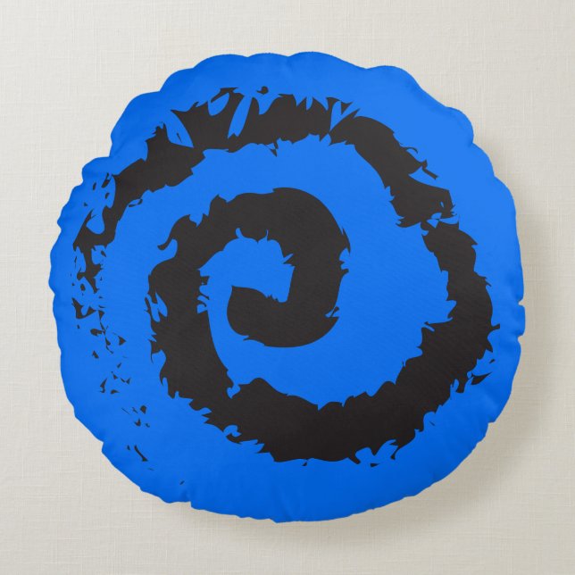 ROYAL BLUE SPIRAL Round Throw Pillow (Front)