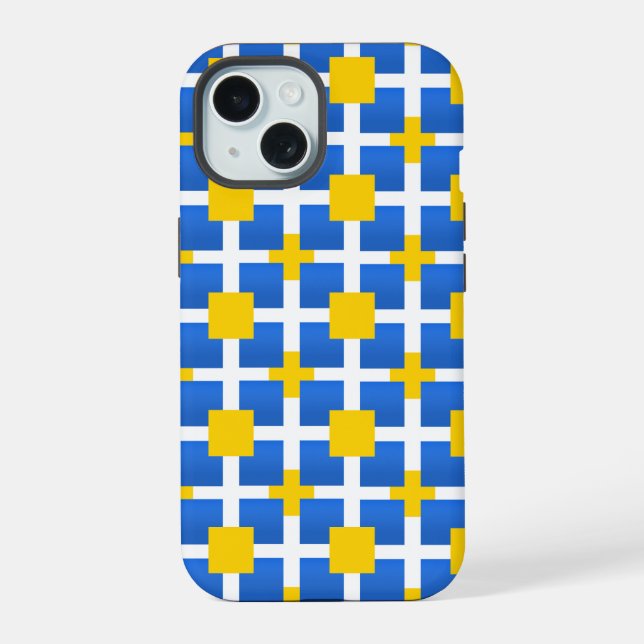 Royal Blue Squares iPhone 15 Case (Back)