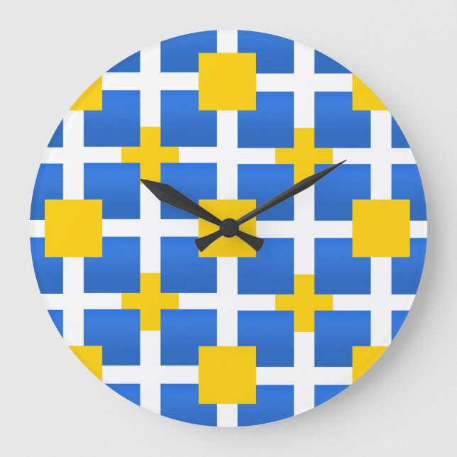 Royal Blue Squares Large Clock (Front)