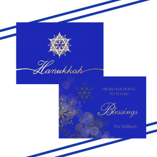 Royal Blue Star of David Foil Holiday Card