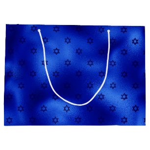 Royal Blue Star of David Hanukkah Large Gift Bag