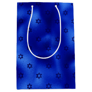 Royal Blue Star of David Hanukkah Medium Gift Bag