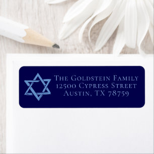 Royal Blue Star of David Jewish Return Address Label